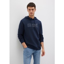 Mavi Mavi Logo Baskılı Kapüşonlu Lacivert Sweatshirt 065606-28417