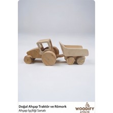 Woodifay Atölye Woodify Atölye Doğal El Yapımı Ahşap Traktör ve Römork Oyuncak Seti