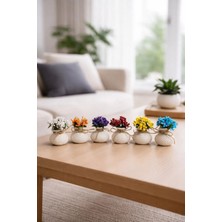 Metsare Altılı Dekoratif Mini Set Çiçekli - Dekoratif Obje Biblo, Kahve Sunum Tepsi Objesi, Masa Süsü, Banyo Aksesuarları, Mini Vazo, Mutfak Dekoratif Aksesuarlar, Dekoratif Çiçek