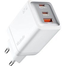 Mcdodo CH-0971 GaN 67W 2C1A Mini Şarj Cihazı | 2× USB-C + USB-A | Beyaz