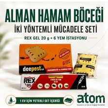 Atom Alman Hamam Böceği İlacı Seti Rex Gel 20 g + Deepest 6 Yem İstasyonu