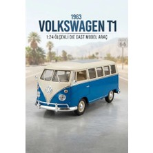 Farbu Oyuncak 1963 Volkswagen T1 Bus 1:24 Ölçekli Metal Model Araba Açılabilir Kapılarla