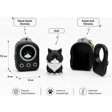 Taşıma Çantalı Kedi Figür Anahtarlık (Siyah)