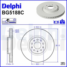 Fren Diski Ön Fiat Egea Hatchback (356_, 357_) 1.3 D (356HXH1A) 2016+ Delphi Del BG5188C