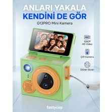 Cash Dukkan Çeşithane G13PRO Mini Retro Kamera Hd, Çift Lensli Döndürülebilir Selfie Ekranlı, Taşınabilir Başparmak Vlog Kamerası (Yeşil)