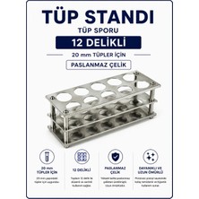 Labolist Tüp Standı  - Tüp Sporu - 12 Delikli- 20 mm Tüpler İçin Paslanmaz Çelik