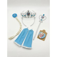 Butik Happy Kids Butikhappykids Frozen Elsa Taç Seti (Taç+Asa+Saç+Eldiven+Rozet) 5 Li Set