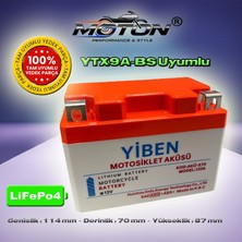 Moton YTX9A-BS Uyumlu Lifepo4 Lityum Motosiklet Aküsü (220 Cca Marş Gücü / Hafif Tasarım)