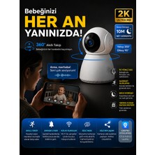 Dobest 2k Bebek Monitörü Wifi Kamera 360° Dönebilen Ptz Ip Kamera Gece Görüşü Hareket Algılama Uzaktan Izleme Telefon Kontrollü Iki Yönlü Ses Beyaz