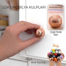 Glaswen Sert Plastik Düğme Yuvarlak Top Çizgili Parlak Bakır Dolap Mobilya Mutfak Dolabı Çekmece Kulbu Kulpu Kulplar