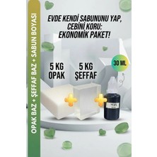 Organik Hekim 5 kg Opak + 5 kg Şeffaf Sabun Bazı ve Yeşil Sabun Boyası Seti – Hobi ve El Yapımı Sabun Seti