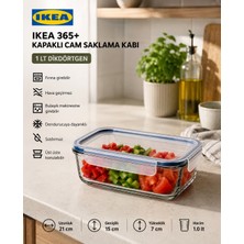 IKEA Trev Saklama Kabı Cam 1 Lt Vakumlu Sızdırmaz Hava Geçirmez Plastik Kapaklı Şeffaf Gıda Saklama 21X15X7 cm