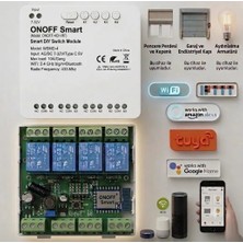 ONOFFSMART 4 Kanal  7-32 volt Wifi+Rf Akıllı Anahtar Uygulama Kontrolü
