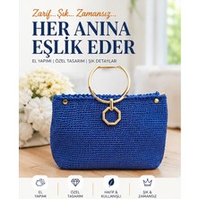 Holistic Kadın El Örgüsü Çanta Gold Halka Saplı Gece Mavisi El Çantası Günlük Şık Örgü Omuz Çantası