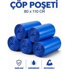 ŞEYLİŞEYLER Şeylişeyler - Mavi Çöp Poşeti 80X110 cm Endüstriyel Battal Boy Çöp Torbası 800 gr (10'lu 10 Rulo)