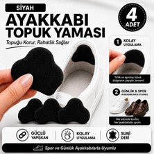 Nzb Ayakkabı Topuk Yaması Siyah Suni Deri Yapışkanlı Ayakkabı Topuk Koruyucu Tamir Onarım Pedi 4'lü Set
