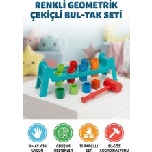 Farbu Oyuncak 10 Parçalı 8 Farklı Geometrik Şekilli Çekiçli Çocuk Bul-Tak Eğitici ve Öğretici Oyuncak