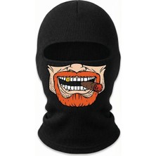 Fantezia Wak Unisex Sakallı Puro Baskılı Balaklava 1 Adet Tek Beden Viskoz Kask Içi Outdoor Maske