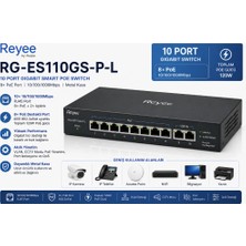 Reyee RG-ES110GS-P-L 10 Portlu, 10/100/1000 Gigabit, Tak Çalıştır Swıtch, 1 Sfp, 1 Gigabit RJ45 Upli