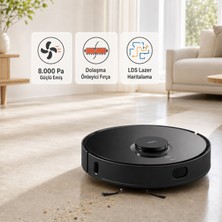 Xiaomi 8000PA Yüksek Performanslı Yeni Nesil Akıllı Robot Süpürge,  Saç Dolaşma Önleyicili,  18 Hassas Sensör Donanımlı, Halı Tanıma + Tiftik Cihazı