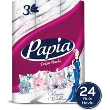 Papia Decor 24 Rulo Kağıt Havlu 3 Katlı Dayanıklı Kağıt ile Ultra Emici Özellikte