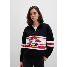Mavi Tom ve Jerry Baskılı Siyah Sweatshirt 1S10472-900