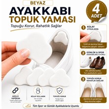 Nzb Ayakkabı Topuk Yaması Beyaz Suni Deri Yapışkanlı Topuk Koruyucu Ayakkabı Tamir Onarım Yama Pedi 4'lü