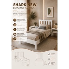 Renazzo Mobilya Shark New Tek Kişilik MDF Karyola ve 2 Komodinli Set - Beyaz Renk