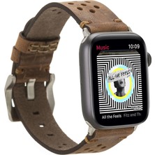 Apple Watch Uyumlu Deri Kordon Vigo 42-44-45MM G2 Kahve