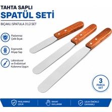 Labolist Tahta Saplı Spatül Seti - Bıçaklı Spatula 3lü Set