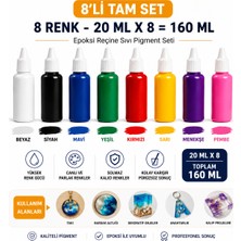 Epoxar Epoksi Reçine Sıvı Pigment Boya Seti, 8 Renk x 20 Ml, Toplam 160 ml