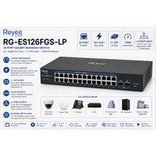 Reyee RG-ES126FGS-LP 26 Portlu, 10/100 Fast Ethernet, Tak Çalıştır Swıtch, 2 Gigabit Uplink,1 Combo,