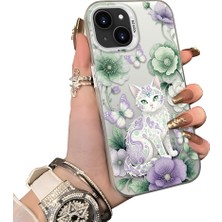 HONTINGA iPhone 13 Mini ile Uyumlu Kılıf Silikon Kenar Sert Arka Kamera Koruyucu Basitlik Anti Düşme Kamera Sevgili Çift Kılıf Kedili Kılıf Desen Couple Telefon Kılıfı K1-1788