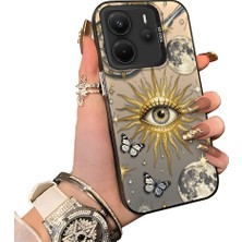 HONTINGA Xiaomi Redmi Note 14 ile Uyumlu Kılıf Silikon Kenar Sert Arka Kamera Koruyucu Basitlik Anti Düşme Kamera Sevgili Çift Kılıf Göz Desen Couple Telefon Kılıfı K1-1787