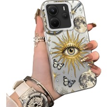 HONTINGA Xiaomi Redmi Note 14 ile Uyumlu Kılıf Silikon Kenar Sert Arka Kamera Koruyucu Basitlik Anti Düşme Kamera Sevgili Çift Kılıf Göz Desen Couple Telefon Kılıfı K1-1787