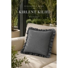 YUNUSOĞLU HOME 1 Adet Antrasit Fırfırlı Dekoratif Kırlent Kılıfı %100 Pamuk 45X45 cm