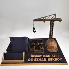 Hediyemix Kişiye Özel Inşaat Teknikeri Masaüstü Isimlik Kartvizitlik - Teknikere Özel Ofis Hediyesi