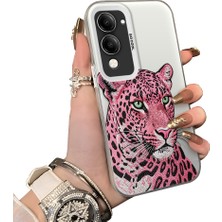HONTINGA Vivo Y29S ile Uyumlu Kılıf Silikon Kenar Sert Arka Kamera Koruyucu Basitlik Anti Düşme Kamera Sevgili Çift Kılıf Leopar Desen Couple Telefon Kılıfı K1-1790