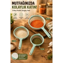 Porsima L-00948 Tencereye Takılabilen 3 Boy Tel Süzgeç Seti- Un Eleği-Makarna-Pirinç Süzgeci-Kevgir 14CM-18CM-22CM