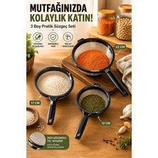 ET-00120 Tencereye Takılabilen 3 Boy Tel Süzgeç Seti- Un Eleği-Makarna-Pirinç Süzgeci-Kevgir 14CM-18CM-22CM