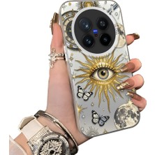 HONTINGA Vivo X200 Pro ile Uyumlu Kılıf Silikon Kenar Sert Arka Kamera Koruyucu Basitlik Anti Düşme Kamera Sevgili Çift Kılıf Göz Desen Couple Telefon Kılıfı K1-1787