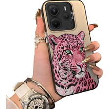 HONTINGA Xiaomi Redmi Note 14 ile Uyumlu Kılıf Silikon Kenar Sert Arka Kamera Koruyucu Basitlik Anti Düşme Kamera Sevgili Çift Kılıf Leopar Desen Couple Telefon Kılıfı K1-1790