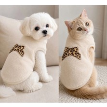 Atelyu Pet Kedi Köpek Kıyafeti Vizon Peluş Leopar Tokalı Sweatshirt