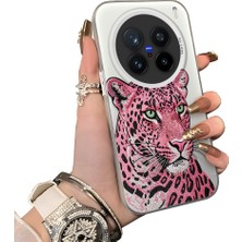 HONTINGA Vivo X200 Pro ile Uyumlu Kılıf Silikon Kenar Sert Arka Kamera Koruyucu Basitlik Anti Düşme Kamera Sevgili Çift Kılıf Leopar Desen Couple Telefon Kılıfı K1-1790
