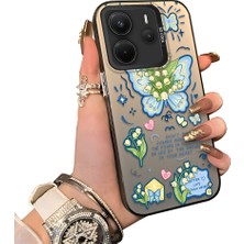 HONTINGA Xiaomi Redmi Note 14 ile Uyumlu Kılıf Silikon Kenar Sert Arka Kamera Koruyucu Basitlik Anti Düşme Kamera Sevgili Çift Kılıf Kelebek Desen Couple Telefon Kılıfı K1-1791