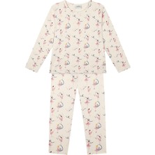 Antebies Sürdürülebilir Bambu Kumaştan Üretilmiş, Bale Masalı Desenli, Uzun Kollu Tişört, Bel Lastikli Taytlı Kız Çocuk Pijama Takımı