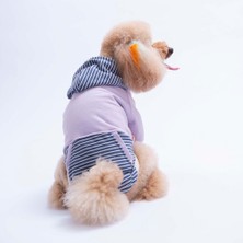 Pawstar Lila Sera Stripe Köpek Hoodie Köpek Sweat Köpek Kıyafeti Kedi Kıyafeti