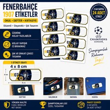 Kırtasiye Turuncu Fenerbahçe 1907 Şampiyonlar Ligi Temalı Etiket 24 Adet – 2 A4 – 4x8 cm Okul Defter Kırtasiye Etiketi