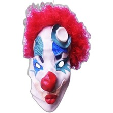 Raftan Topla Kırmızı Renk Afro Bonus Peruklu Palyaço Lateks Et Maske