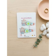 Happy Aksesuar Kostümlü Hayvan Papatya Yıldız Model Soft Renk Çocuk 2'li Pens Toka (5 Cm)